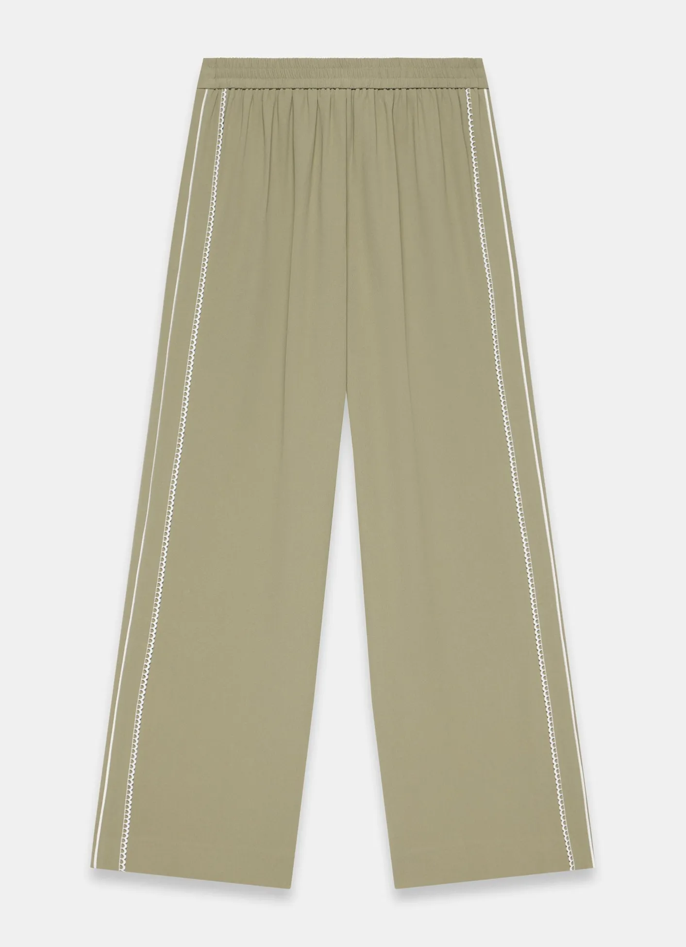 Scallop Side Stripe Wide Trousers Wide Leg Trousers|Trousers