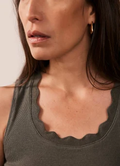 Clearance Scallop Trim Vest Top T-Shirts|T-Shirts