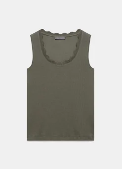 Clearance Scallop Trim Vest Top T-Shirts|T-Shirts