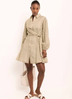Hot Stripe Wrap Mini Dress Summer Dresses|Mini Dresses
