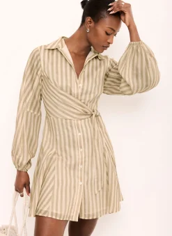 Hot Stripe Wrap Mini Dress Summer Dresses|Mini Dresses