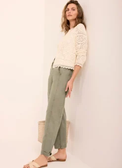Discount Washed Barrel Leg Chino Trousers Trousers