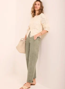 Discount Washed Barrel Leg Chino Trousers Trousers