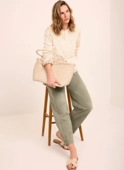 Discount Washed Barrel Leg Chino Trousers Trousers