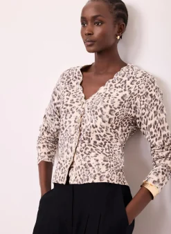 Discount Leopard Print Cotton Cardigan Cardigans|Jumpers & Cardigans