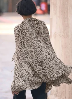 New Leopard Print Ruffle Blouse Shirts & Blouses