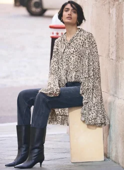 New Leopard Print Ruffle Blouse Shirts & Blouses