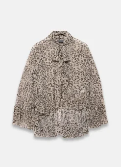 New Leopard Print Ruffle Blouse Shirts & Blouses