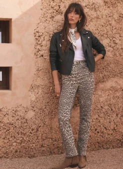 New Leopard Print Slim Jeans Jeans|Straight Jeans