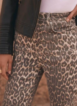 New Leopard Print Slim Jeans Jeans|Straight Jeans