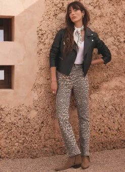 New Leopard Print Slim Jeans Jeans|Straight Jeans
