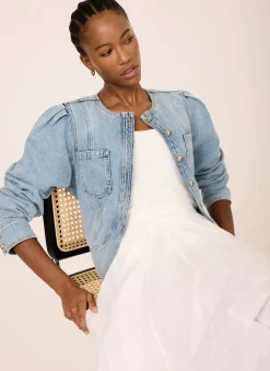 Best Light Indigo Collarless Denim Jacket Jackets|Denim Jackets