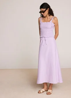 Outlet Linen Bias Midi Skirt Midi Skirts|Skirts