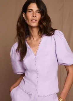 Online Linen Puff Sleeve Top All Tops|Tops