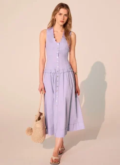 Online Ramie Drop Waist Midi Dress Summer Dresses|Midi Dresses