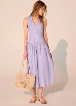 Online Ramie Drop Waist Midi Dress Summer Dresses|Midi Dresses