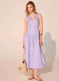 Online Ramie Drop Waist Midi Dress Summer Dresses|Midi Dresses
