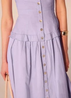Online Ramie Drop Waist Midi Dress Summer Dresses|Midi Dresses