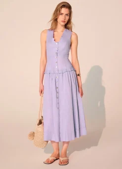 Online Ramie Drop Waist Midi Dress Summer Dresses|Midi Dresses