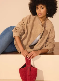 Lola Suede Woven Bucket Bag Bags