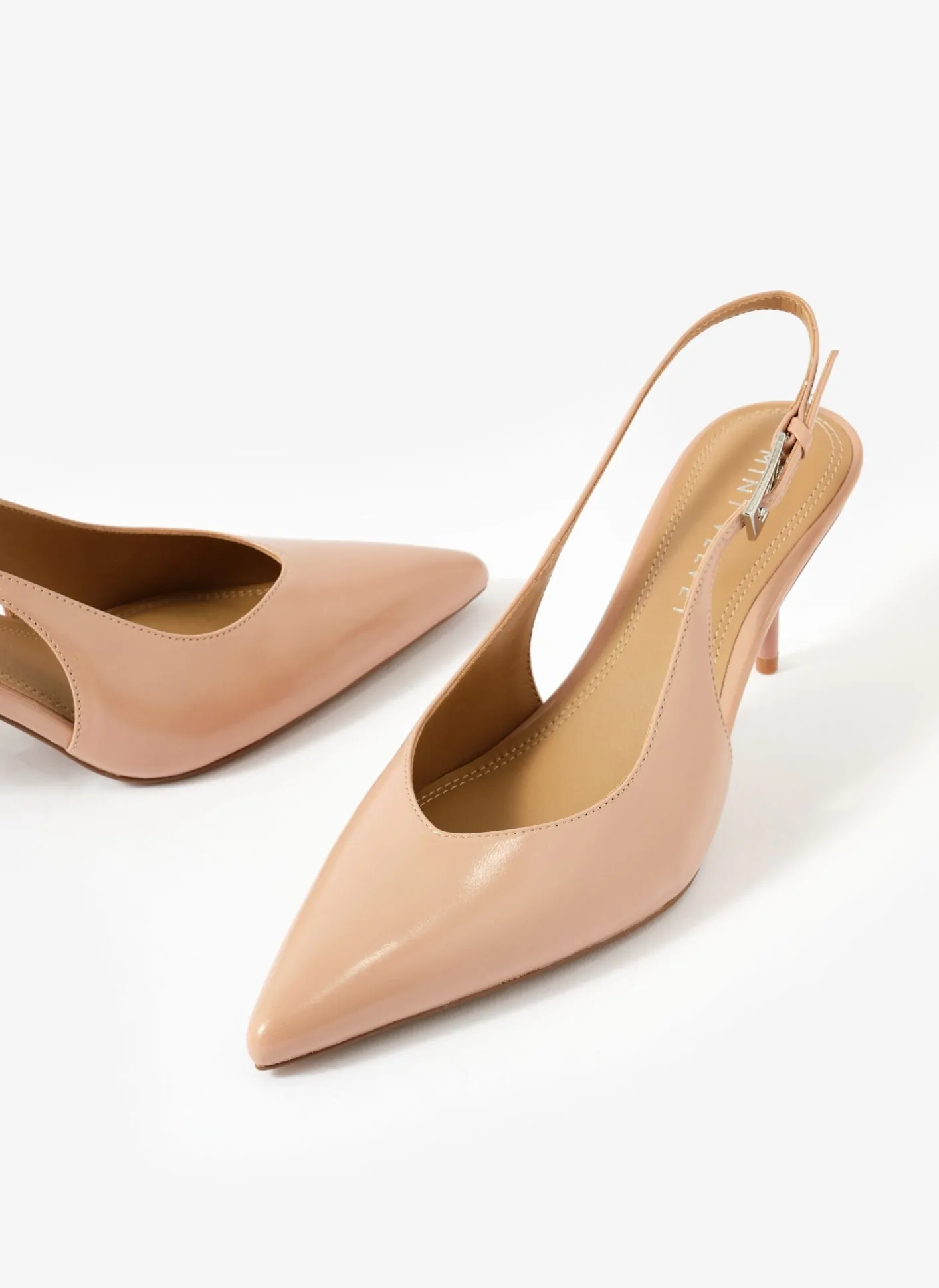 Outlet Lya Neutral Leather Sling Back Heels Heels|Heels
