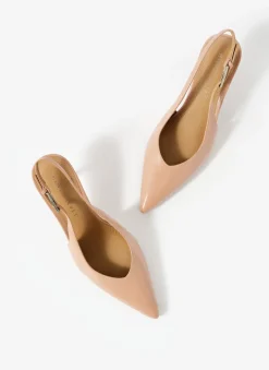 Outlet Lya Neutral Leather Sling Back Heels Heels|Heels
