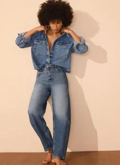 Clearance Mid Indigo Barrel Leg Jeans Jeans|Barrel & Balloon Jeans