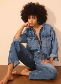 Clearance Mid Indigo Barrel Leg Jeans Jeans|Barrel & Balloon Jeans
