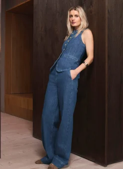 Discount Mid Indigo Buckle Detail Wide Jeans Jeans|Wide Leg Jeans