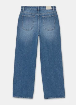 Best Mid Indigo Crochet Trim Straight Jeans Jeans|Straight Jeans