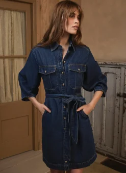Clearance Mid Indigo Denim Mini Shirt Dress Mini Dresses|Denim Dresses