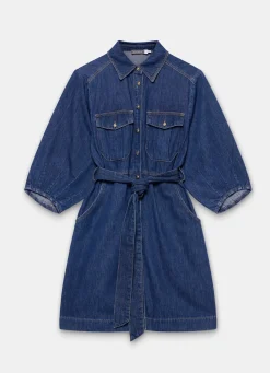 Clearance Mid Indigo Denim Mini Shirt Dress Mini Dresses|Denim Dresses