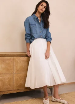 Online Mid Indigo Denim Scallop Shirt Shirts & Blouses
