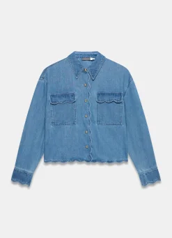 Online Mid Indigo Denim Scallop Shirt Shirts & Blouses