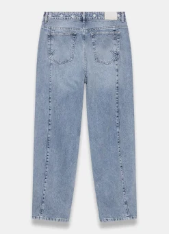 Clearance Mid Indigo Floral Embroidered Tapered Jeans Jeans|Straight Jeans