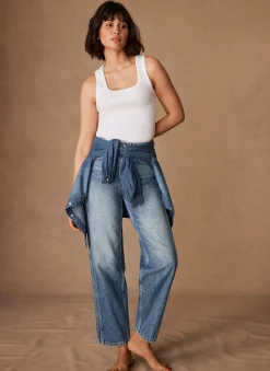 Best Mid Indigo Relaxed Tapered Boyfriend Jeans Jeans|Barrel & Balloon Jeans