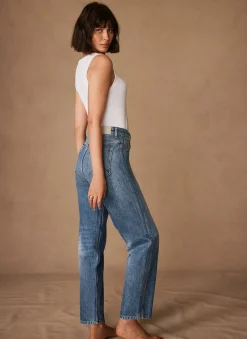Best Mid Indigo Relaxed Tapered Boyfriend Jeans Jeans|Barrel & Balloon Jeans