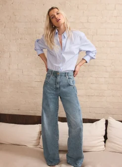 New Mid Indigo Relaxed Wide Leg Jeans Jeans|Wide Leg Jeans