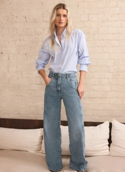 New Mid Indigo Relaxed Wide Leg Jeans Jeans|Wide Leg Jeans