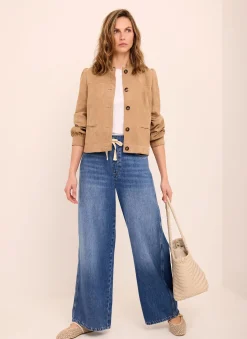 Sale Mid Indigo Tie Waist Wide Leg Jeans Jeans|Wide Leg Jeans