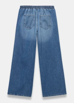 Sale Mid Indigo Tie Waist Wide Leg Jeans Jeans|Wide Leg Jeans