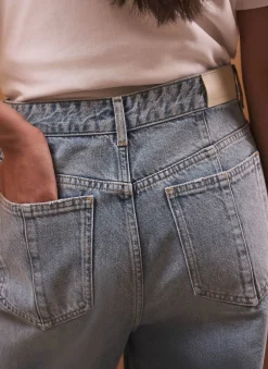 Outlet Mid Indigo Turn Up Wide Jeans Jeans|Wide Leg Jeans
