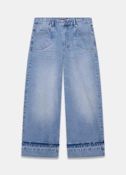 Outlet Mid Indigo Turn Up Wide Jeans Jeans|Wide Leg Jeans