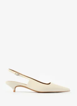 Hot Mila Cream Leather Kitten Heel Heels|Heels