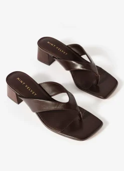 Outlet Millie Leather Block Flip Flop Heels Heels|Heels