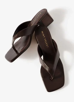 Outlet Millie Leather Block Flip Flop Heels Heels|Heels