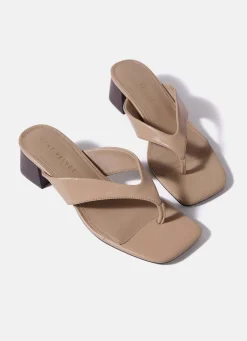 Best Millie Leather Block Flip Flop Heels Heels|Heels