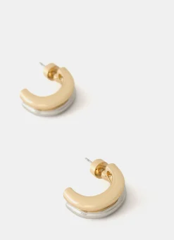 Mixed Metal Curve Earrings Jewellery|Jewelry