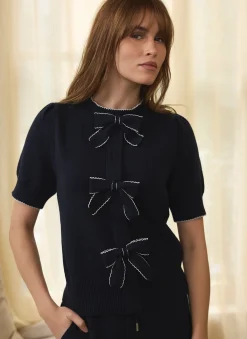 Clearance Bow Detail Knit Top Knitted Tops|Knitted Tops