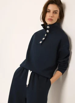 Clearance Button Detail Sweatshirt Sweatshirts|Sweatshirts